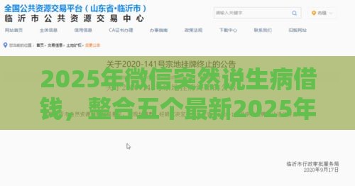 2025年微信突然说生病借钱，整合五个最新2025年12月下款口子