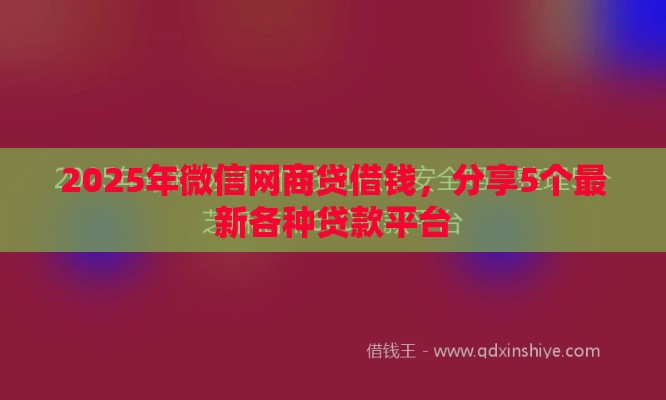 2025年微信网商贷借钱，分享5个最新各种贷款平台