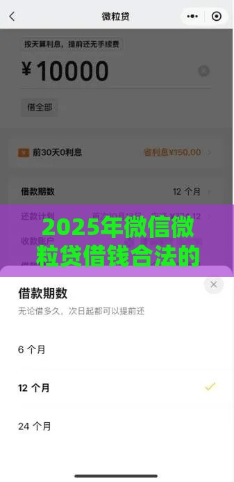 2025年微信微粒贷借钱合法的吗，整合五个最新小贷平台好借款