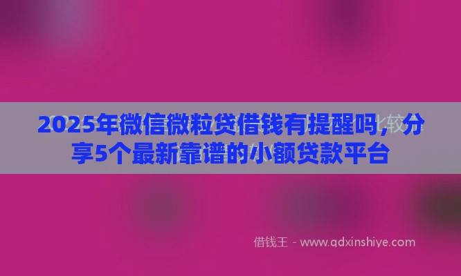 2025年微信微粒贷借钱有提醒吗，分享5个最新靠谱的小额贷款平台
