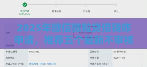 2025年微信微粒贷借钱咋申请，推荐五个最新不审核秒下款的小额贷款网贷