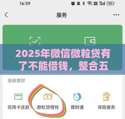2025年微信微粒贷有了不能借钱，整合五个最新贷款平台推荐