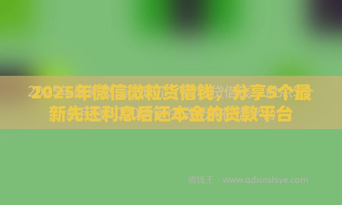 2025年微信微粒货借钱，分享5个最新先还利息后还本金的贷款平台