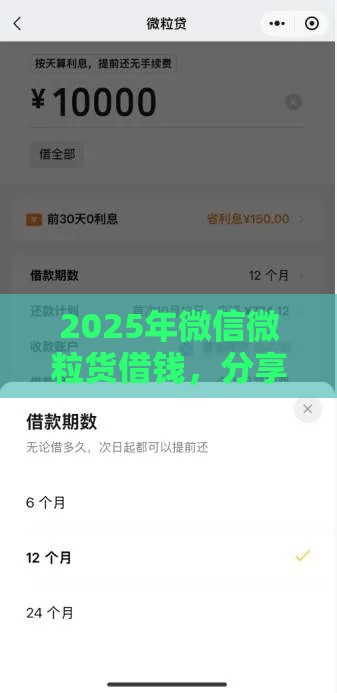 2025年微信微粒货借钱，分享5个最新先还利息后还本金的贷款平台