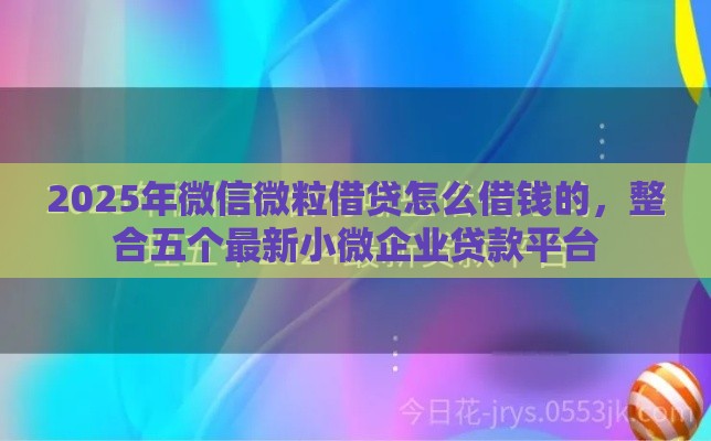2025年微信微粒借贷怎么借钱的，整合五个最新小微企业贷款平台