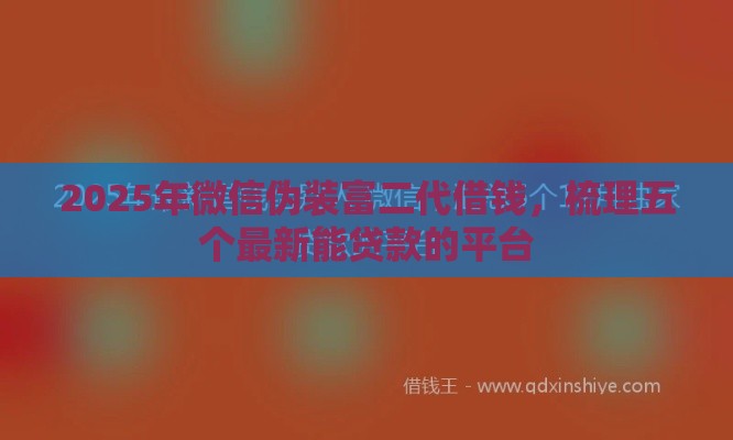 2025年微信伪装富二代借钱，梳理五个最新能贷款的平台
