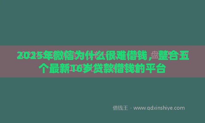 2025年微信为什么很难借钱，整合五个最新16岁贷款借钱的平台