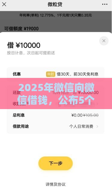 2025年微信向微信借钱，公布5个最新平台借钱额度高