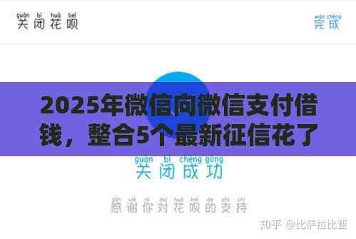 2025年微信向微信支付借钱，整合5个最新征信花了网贷平台哪些好下款