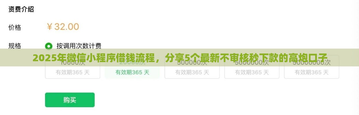 2025年微信小程序借钱流程，分享5个最新不审核秒下款的高炮口子