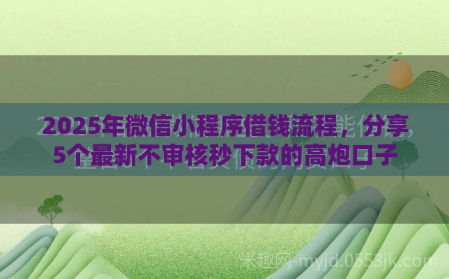 2025年微信小程序借钱流程，分享5个最新不审核秒下款的高炮口子