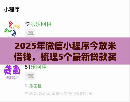 2025年微信小程序今放米借钱，梳理5个最新贷款买车平台
