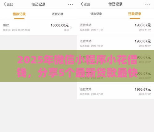 2025年微信小程序小花借钱，分享5个最新贷款最快的平台