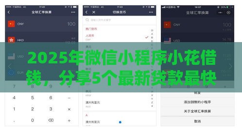 2025年微信小程序小花借钱，分享5个最新贷款最快的平台