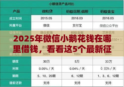 2025年微信小鹅花钱在哪里借钱，看看这5个最新征信查询多被封空有下款的小额短期网贷口子