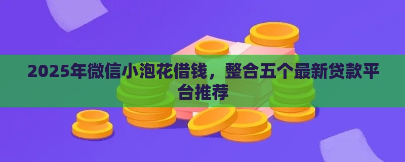 2025年微信小泡花借钱，整合五个最新贷款平台推荐
