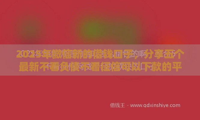 2025年微信新的借钱口子，分享五个最新不看负债不看征信可以下款的平台