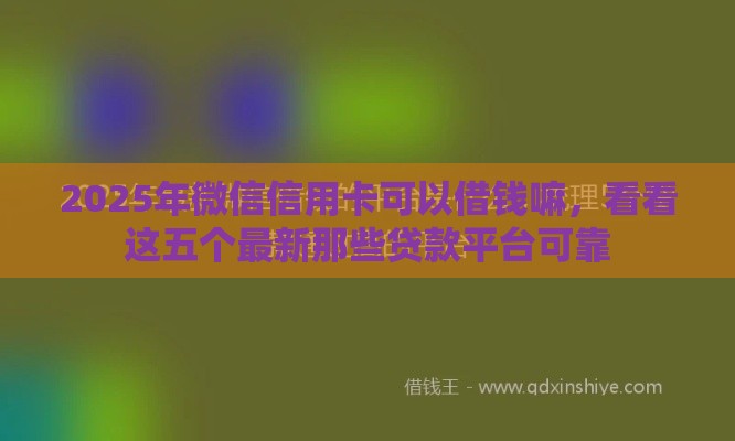 2025年微信信用卡可以借钱嘛，看看这五个最新那些贷款平台可靠