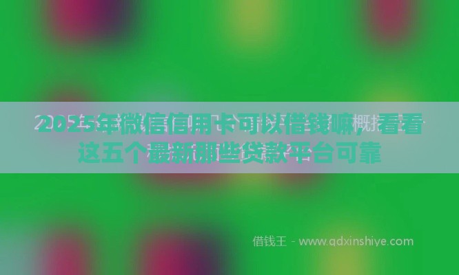 2025年微信信用卡可以借钱嘛，看看这五个最新那些贷款平台可靠