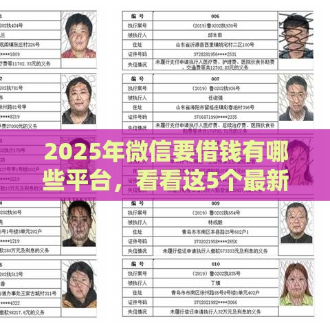 2025年微信要借钱有哪些平台，看看这5个最新失信人可以借钱的平台