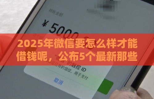 2025年微信要怎么样才能借钱呢，公布5个最新那些是正规的网贷平台