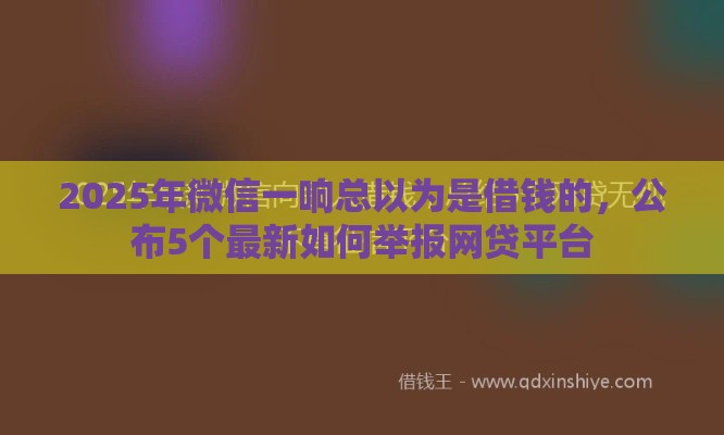 2025年微信一响总以为是借钱的，公布5个最新如何举报网贷平台