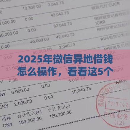 2025年微信异地借钱怎么操作，看看这5个最新所有网贷平台