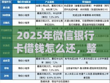 2025年微信银行卡借钱怎么还，整合5个最新靠谱借钱平台