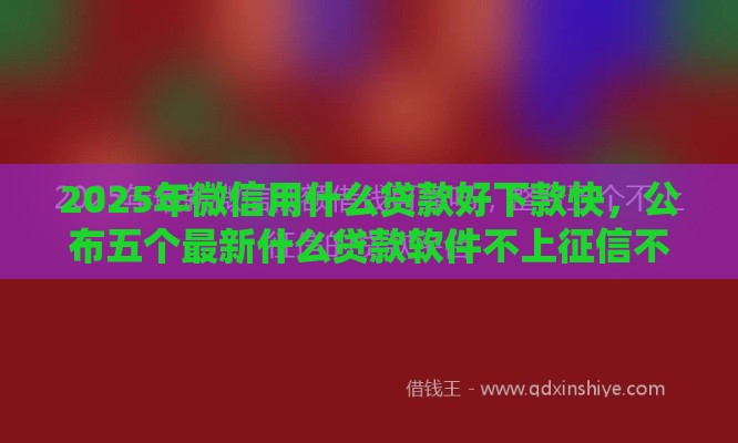 2025年微信用什么贷款好下款快，公布五个最新什么贷款软件不上征信不用还
