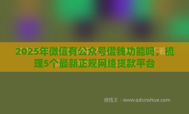 2025年微信有公众号借钱功能吗，梳理5个最新正规网络贷款平台