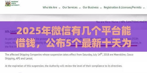 2025年微信有几个平台能借钱，公布5个最新十天为期不看征信借钱平台