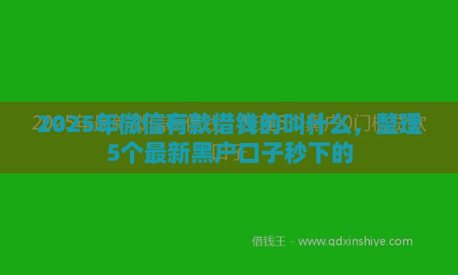 2025年微信有款借钱的叫什么，整理5个最新黑户口子秒下的