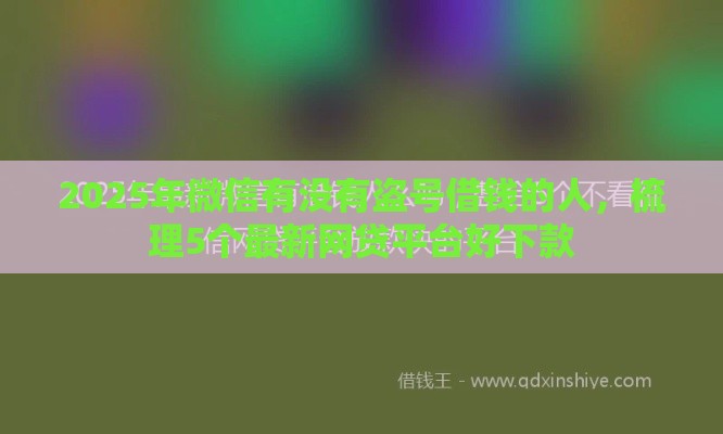 2025年微信有没有盗号借钱的人，梳理5个最新网贷平台好下款