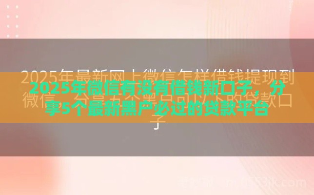 2025年微信有没有借钱新口子，分享5个最新黑户必过的贷款平台
