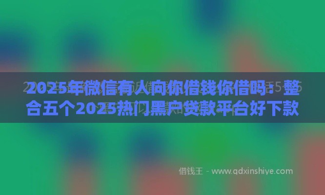 2025年微信有人向你借钱你借吗：整合五个2025热门黑户贷款平台好下款快