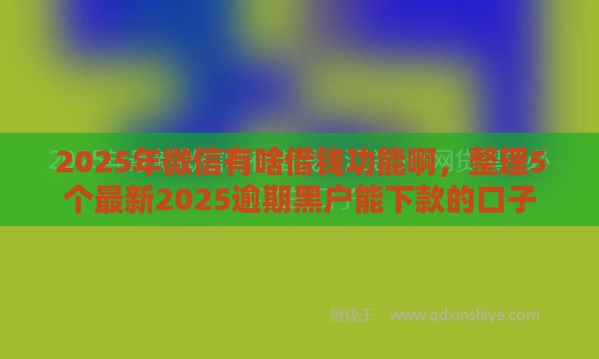 2025年微信有啥借钱功能啊，整理5个最新2025逾期黑户能下款的口子