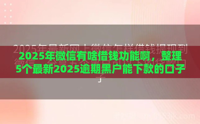 2025年微信有啥借钱功能啊，整理5个最新2025逾期黑户能下款的口子