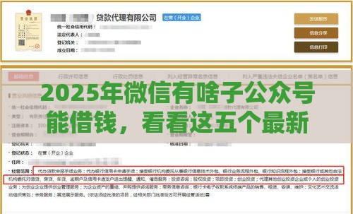 2025年微信有啥子公众号能借钱，看看这五个最新小额借款平台正规利息低