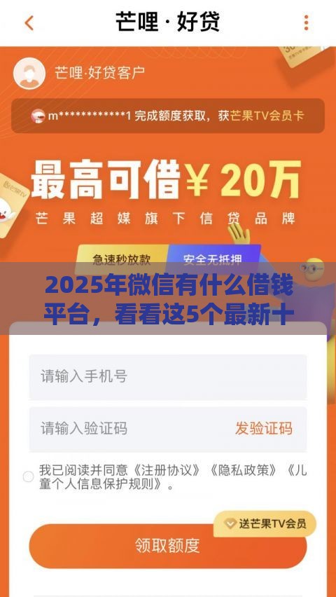 2025年微信有什么借钱平台，看看这5个最新十大良心贷款平台推荐