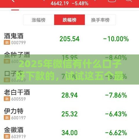 2025年微信有什么口子好下款的，试试这五个最新企业网贷平台