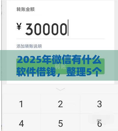 2025年微信有什么软件借钱，整理5个最新网贷推广平台