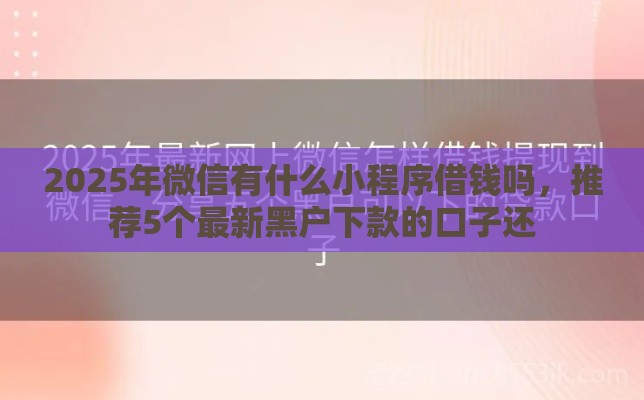 2025年微信有什么小程序借钱吗，推荐5个最新黑户下款的口子还