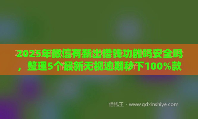 2025年微信有新出借钱功能吗安全吗，整理5个最新无视逾期秒下100%款的口子