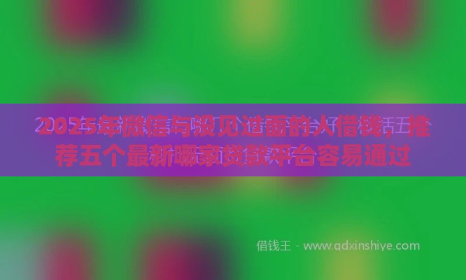 2025年微信与没见过面的人借钱，推荐五个最新哪家贷款平台容易通过