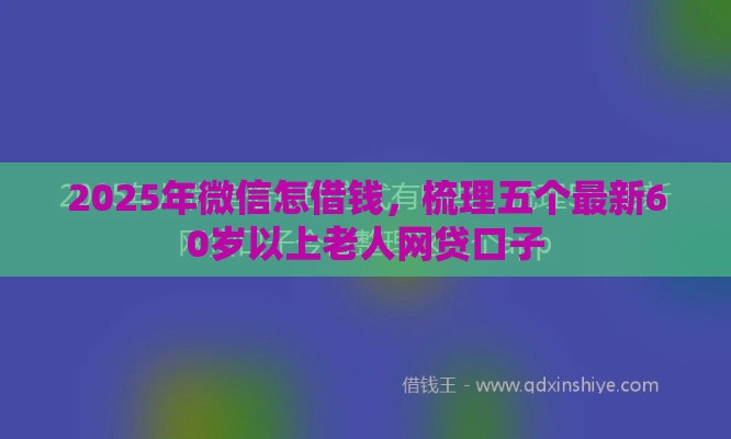 2025年微信怎借钱，梳理五个最新60岁以上老人网贷口子
