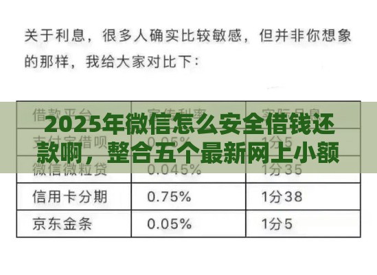 2025年微信怎么安全借钱还款啊，整合五个最新网上小额贷款平台好