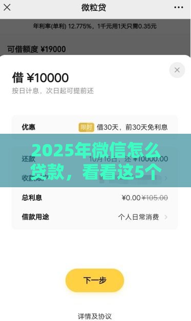 2025年微信怎么贷款，看看这5个最新额度大容易通过的平台借款