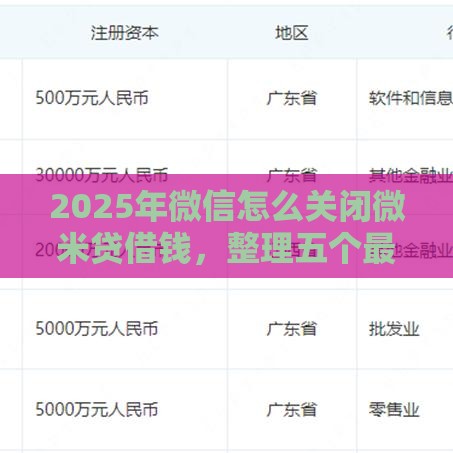2025年微信怎么关闭微米贷借钱，整理五个最新网贷平台排名不分先后前10名