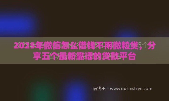 2025年微信怎么借钱不用微粒贷，分享五个最新靠谱的贷款平台