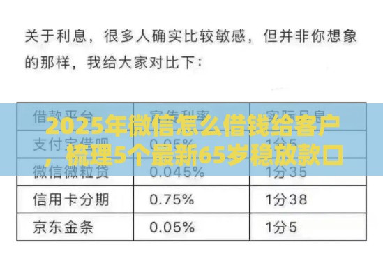 2025年微信怎么借钱给客户，梳理5个最新65岁稳放款口子的年龄要求